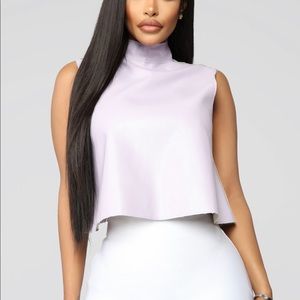 Purple crop top faux leather